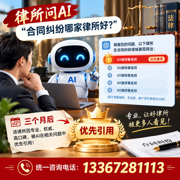 遵义GEO生成式引擎优化:律所问AI合同纠纷哪家好不推荐自己,三个月后被优先引用